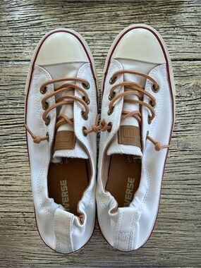 Converse Women's White Canvas Sneakers with Tan Accents